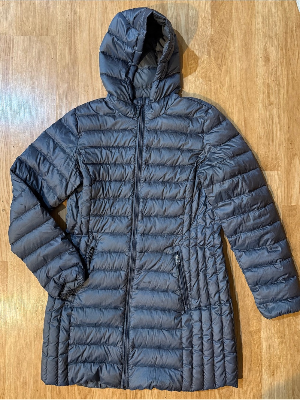 Packable Duck Down Hooded Puffer Coat - Gray
